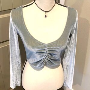 Urban Outfitters Paradox Ruched Cropped Top Silver/Blue - Size M - **NWT**
